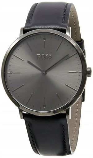 Hugo Boss Modern Grey Dial Black Leather Strap Watch for Men - 1513540 Authentic Buy Shop Now