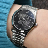 Gucci G Timeless Diamonds Black Dial Silver Steel Strap Watch For Women - YA1264125 Authentic Buy Shop Now