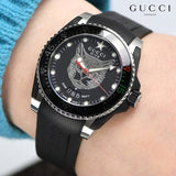 Gucci Dive Feline Black Dial Black Rubber Strap Watch For Men - YA136323 Authentic Buy Shop Now