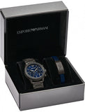 Emporio Armani Mario Chronograph Blue Dial Grey Steel Strap Watch For Men - AR80045 Authentic Buy Shop Now