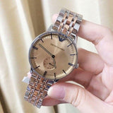 Emporio Armani Classic Beige Dial Two Tone Steel Strap Watch for Men - AR2070 Authentic Buy Shop Now