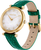 Swarovski Crystalline Wonder Silver Dial Green Leather Strap Watch for Women - 5656893 Authentic Buy Shop Now