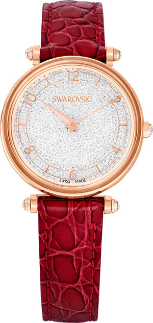 Swarovski Crystalline Wonder Silver Dial Red Leather Strap Watch for Women - 5656905 Authentic Buy Shop Now
