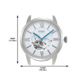 Fossil Townsman Automatic Chronograph White Dial Blue Leather Strap Watch for Men - ME3167 Authentic Buy Shop Now