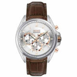 Hugo Boss Driver Chronograph Silver Dial Brown Leather Strap Watch For Men - 1512881 Authentic Buy Shop Now