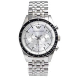 Emporio Armani Sportivo Chronograph Silver Dial Silver Steel Strap Watch For Men - AR6073 Authentic Buy Shop Now