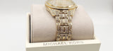 Michael Kors Lauryn Crystals Gold Dial Gold Steel Strap Watch For Women - MK3930 Authentic Buy Shop Now