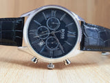 Hugo Boss Ambassador Chronograph Quartz Black Dial Black Leather Strap Watch For Men - HB1513194 Authentic Buy Shop Now