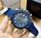 Guess Octane Chronograph Black Dial Blue Rubber Strap Watch For Men - W1047G2 Authentic Buy Shop Now