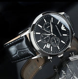Emporio Armani Renato Chronograph Black Dial Black Leather Strap Watch For Men - AR2447 Authentic Buy Shop Now