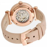 Emporio Armani Meccanico Silver Skeleton Dial Beige Leather Strap Watch For Women - AR60001 Authentic Buy Shop Now