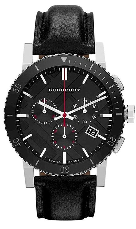 Burberry The City Black Dial Black Leather Strap Watch for Men - BU9382 Authentic Buy Shop Now