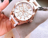 Guess Intrepid White Dial Two Tone Silicone Strap Watch For Women - W0325L6 Authentic Buy Shop Now