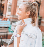 Daniel Wellington Classic Canterbury White Dial Two Tone NATO Strap Watch For Women - DW00100030 Authentic Buy Shop Now
