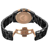 Emporio Armani Valente Ceramica Chronograph Black Dial Black Steel Strap Watch For Men - AR1410 Authentic Buy Shop Now