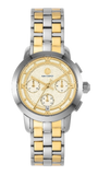 Tory Burch Classic Chronograph White Dial Two Tone Steel Strap Watch for Women - TBW1034 Authentic Buy Shop Now