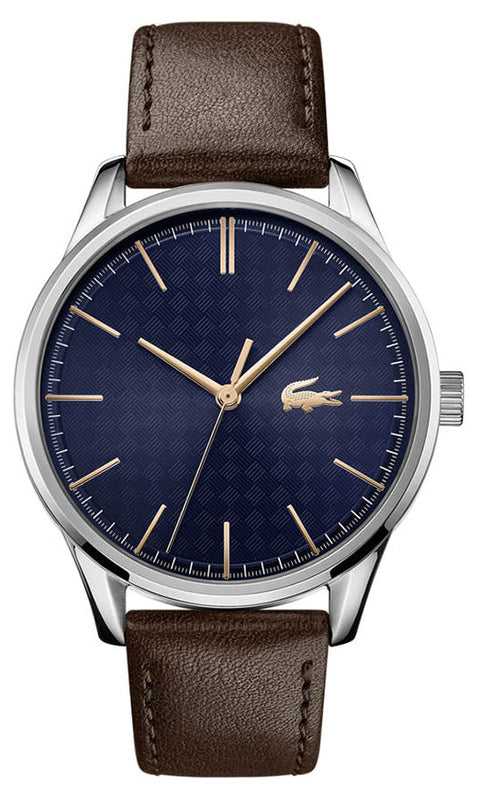 Lacoste Vienna Blue Dial Brown Leather Strap Watch for Men - 2011046 Authentic Buy Shop Now