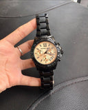 Michael Kors Everest Quartz Rose Gold Dial Black Steel Strap Watch For Women - MK5872 Authentic Buy Shop Now