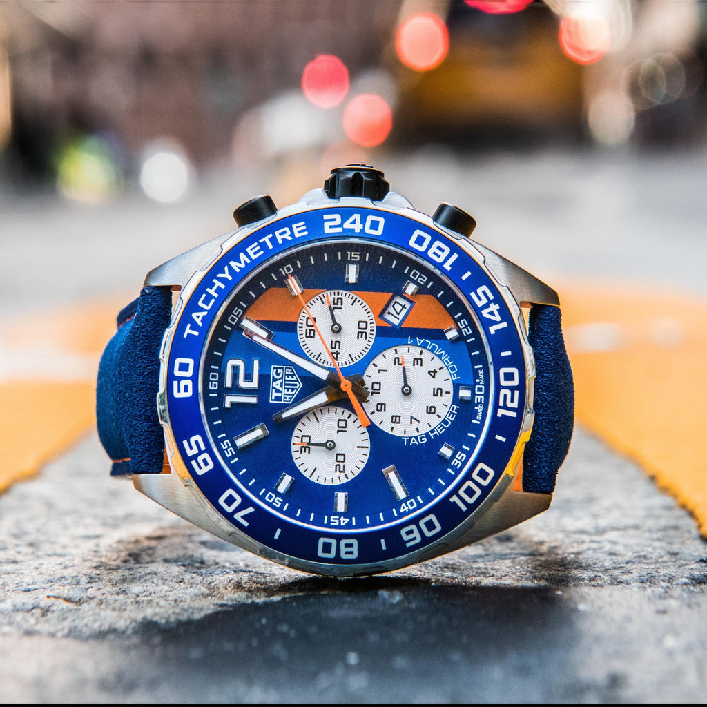 Tag Heuer Formula 1 Gulf Edition Blue Dial Blue Leather Strap Watch for Men - CAZ101N.FC8243 Authentic Buy Shop Now