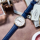 Fossil Tailor White Dial Blue Leather Strap Watch for Women - ES4394 Authentic Buy Shop Now