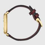 Gucci Grip Quartz Gold Dial Maroon Leather Strap Watch For Women - YA157413 Authentic Buy Shop Now