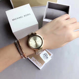Michael Kors Garner Quartz Gold Dial Gold Steel Strap Watch For Women - MK6408 Authentic Buy Shop Now