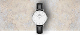 Daniel Wellington Classic Petite Sheffield White Dial Black Leather Strap Watch For Women - DW00100186 Authentic Buy Shop Now