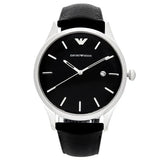 Emporio Armani Lambda Classic Quartz Black Dial Black Leather Strap Watch For Men - AR11020 Authentic Buy Shop Now