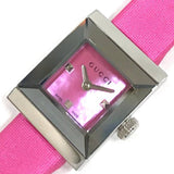Gucci G-Frame Square Fuchsia Mother of Pearl Dial Fuchsia Leather Strap Watch For Women - YA128533 Authentic Buy Shop Now