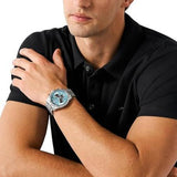 Michael Kors Lexington Chronograph Blue Dial Silver Steel Strap Watch for Men - MK9165 Authentic Buy Shop Now