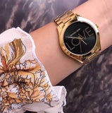 Michael Kors Slim Runway Black Dial Gold Steel Strap Watch for Women - MK3803 Authentic Buy Shop Now