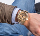 Guess Continental Diamonds Gold Dial Gold Steel Strap Watch for Men - GW0261G2 Authentic Buy Shop Now