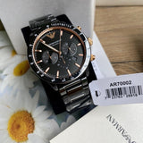 Emporio Armani Mario Ceramic Chronograph Black Dial Black Steel Strap Watch For Men - AR70002 Authentic Buy Shop Now