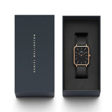 Daniel Wellington Quadro Pressed Ashfield Black Dial Black Mesh Strap Watch for Women - DW00100467 Authentic Buy Shop Now