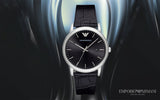 Emporio Armani Luigi Quartz Black Dial Black Leather Strap Watch For Men - AR2500 Authentic Buy Shop Now