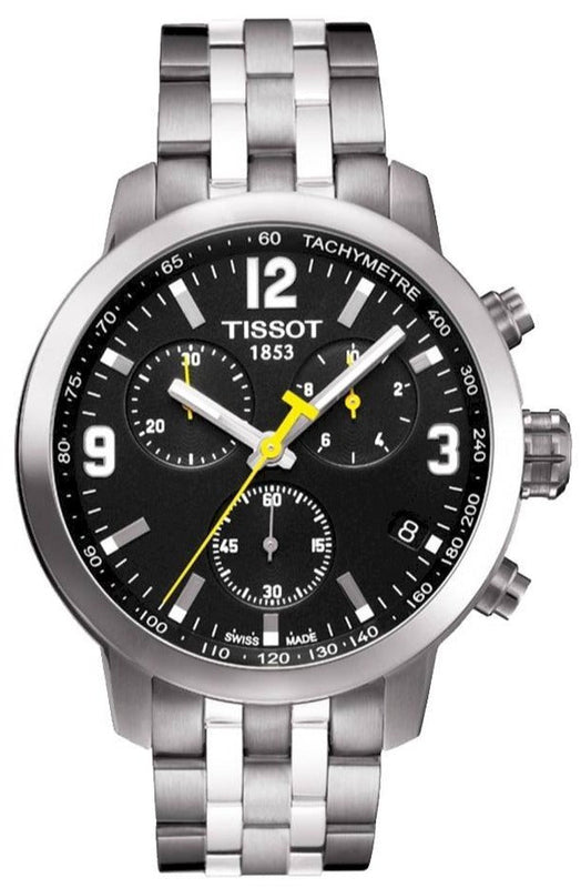 Tissot T Sport PRC200 Chronograph Black Dial Silver Steel Strap Watch for Men - T17.1.586.52 Authentic Buy Shop Now