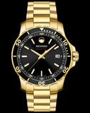 Movado Series 800 Black Dial Gold Steel Strap Watch For Men - 2600145 Authentic Buy Shop Now