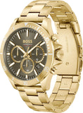 Hugo Boss Troper Chronograph Green Dial Gold Steel Strap Watch For Men - 1514059 Authentic Buy Shop Now