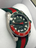 Gucci Dive Quartz Green Dial Two Tone NATO Strap Watch For Men - YA136339 Authentic Buy Shop Now