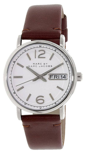 Marc Jacobs Fergus White Dial Brown Leather Strap Watch for Women - MBM8649 Authentic Buy Shop Now