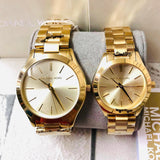 Michael Kors Slim Runway Gold Dial Gold Stainless Steel Strap Watch for Women - MK3179 Authentic Buy Shop Now