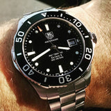 Tag Heuer Aquaracer Automatic Caliber 5 Black Dial Silver Steel Strap Watch for Men - WAN2110.BA0822 Authentic Buy Shop Now