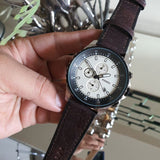 Fossil Dillinger Chronograph White Dial Brown Leather Strap Watch for Men - FS5674 Authentic Buy Shop Now