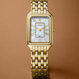 Fossil Raquel Three Hand Mother of Pearl Dial Gold Steel Strap Watch For Women - ES5304 Authentic Buy Shop Now
