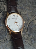 Emporio Armani Beta Chronograph White Dial Brown Leather Strap Watch For Men - AR1915 Authentic Buy Shop Now