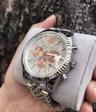 Michael Kors Lexington Chronograph Silver Dial Silver Steel Strap Watch for Men - MK8515 Authentic Buy Shop Now