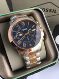 Fossil Grant Chronograph Blue Dial Two Tone Steel Strap Watch for Men - FS5024 Authentic Buy Shop Now