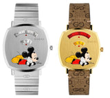 Gucci Grip Disney Mickey Mouse Gold Dial Brown Leather Strap Watch For Women - YA157420 Authentic Buy Shop Now