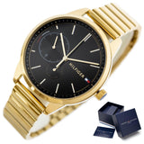 Tommy Hilfiger Brooke Black Dial Gold Steel Strap Watch for Women - 1782019 Authentic Buy Shop Now