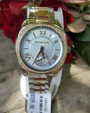 Michael Kors Bryn Quartz Blue Dial Two Tone Steel Strap Watch For Women - MK6136 Authentic Buy Shop Now